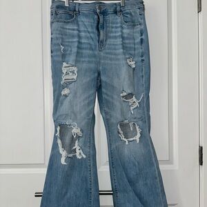 American Eagle Outfitters Light Blue Distressed Flare Jeans